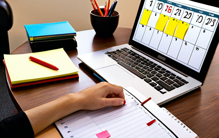 **Image Prompt: Study Prioritization**
A visual representation of a person creating a priority list for study tasks. The scene should include a desk with a notepad, a laptop, and sticky notes. The background can feature a calendar and a clock, emphasizing the importance of time management.