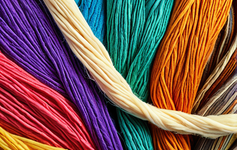 **Image Prompt:** A vibrant close-up of various textile fibers (cotton, wool, polyester) under a microscope, highlighting their unique structures and properties. Emphasize the differences between natural and synthetic fibers. Style: Scientific illustration, detailed, colorful.
