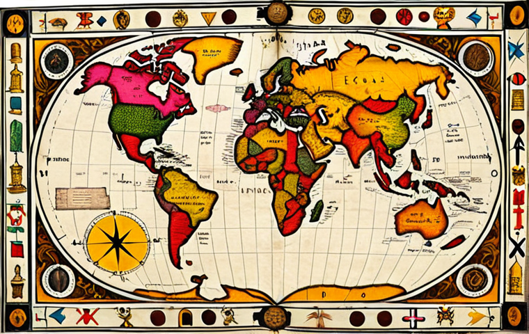 **Textile Exam Treasure Map:** A detailed and colorful treasure map, styled like an antique document, leading to "Aprovação" (Approval) marked with an "X." The map is filled with textile-related symbols like fiber types, weave patterns, and dyeing equipment instead of typical map icons. Incorporate a compass labeled "Planejamento Estratégico" (Strategic Planning). The overall feel is adventurous and informative, hinting at conquering the exam.