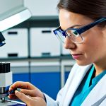 Textile Technician Examining Fabric**

A textile technician in a bright, modern laboratory setting, carefully examining a piece of woven fabric under magnification. She is wearing a lab coat and safety glasses. The fabric is colorful and intricate. Focus on detail and quality, showcasing the texture of the material. "Professional photography," "high resolution," "intricate detail," "safe for work," "appropriate content," "fully clothed," "professional."

**
