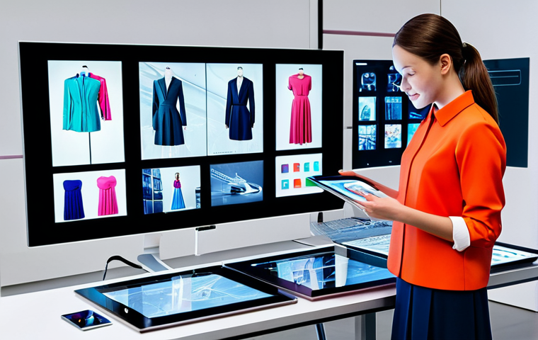 AI-Assisted Fashion Design Studio**

"A brightly lit fashion design studio. A female designer, fully clothed in professional attire, interacts with a large holographic display showing various garment designs generated by AI. The studio features mannequins dressed in innovative, colorful, and modest clothing designs. In the background, other designers collaborate using digital tablets. The overall scene is futuristic and optimistic. Safe for work, appropriate content, professional, perfect anatomy, well-formed hands, natural pose, high quality, fully clothed."

**