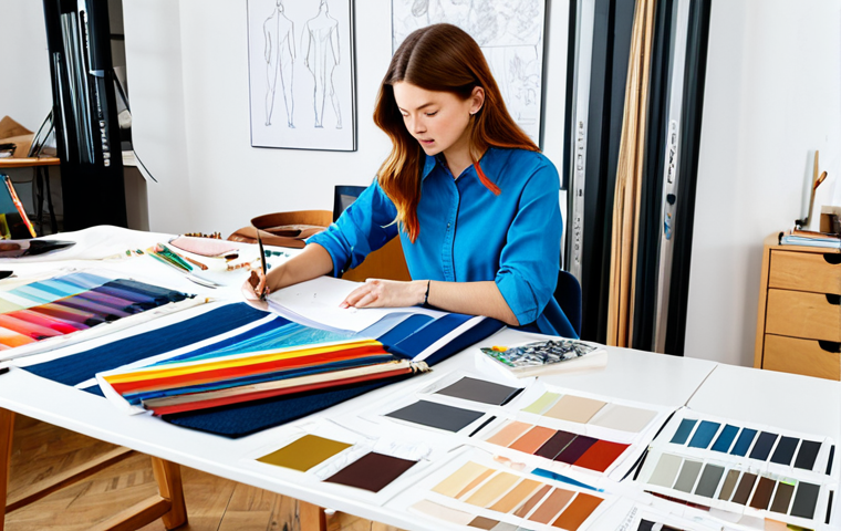 **

A textile designer in a bright studio, surrounded by fabric swatches and design sketches, working on a sustainable fashion collection, fully clothed, appropriate attire, safe for work, perfect anatomy, natural proportions, professional, modest, family-friendly.

**