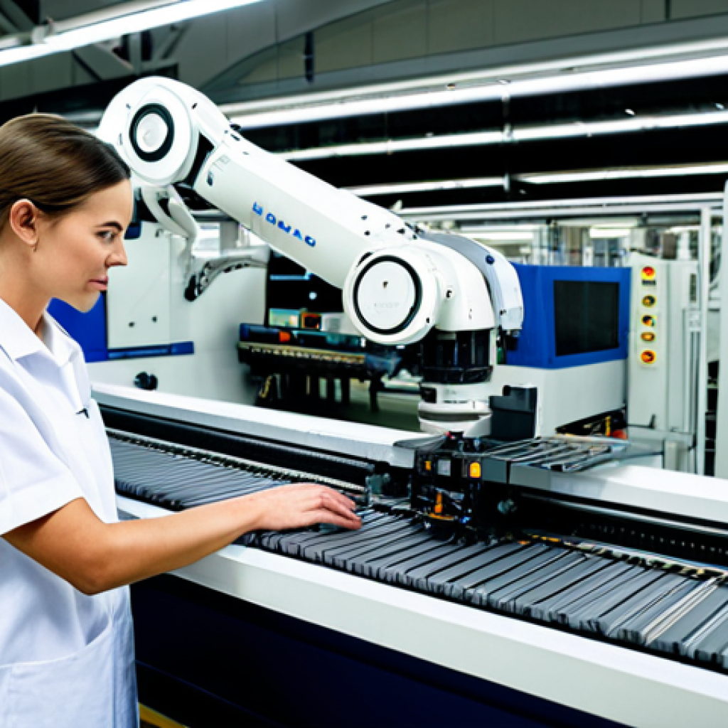 섬유기사 자격증의 미래적 가치 - Automated Textile Mill**

"A fully clothed textile technician in appropriate attire, working in a br...