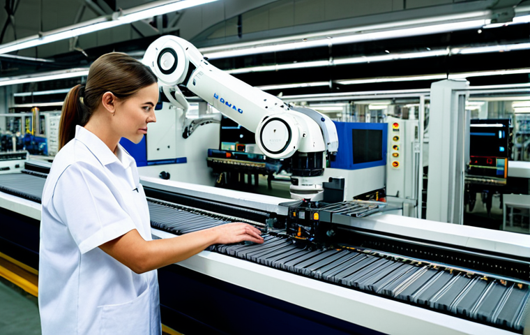 섬유기사 자격증의 미래적 가치 - Automated Textile Mill**

"A fully clothed textile technician in appropriate attire, working in a br...