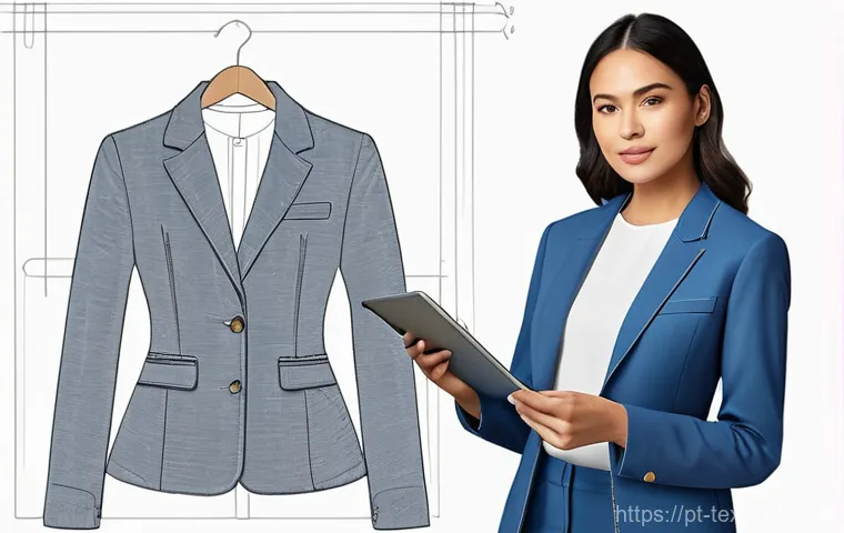 섬유기사 실기시험 도면 작성법 - **Prompt 1: The Precision of Digital Textile Design**
    "A professional female textile designer, i...