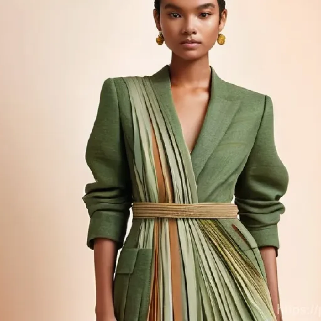 섬유기사 필기 과목 핵심 요약 - **Prompt 1: Sustainable Elegance - Nature's Textile Transformation**
    "A sophisticated fashion mo...