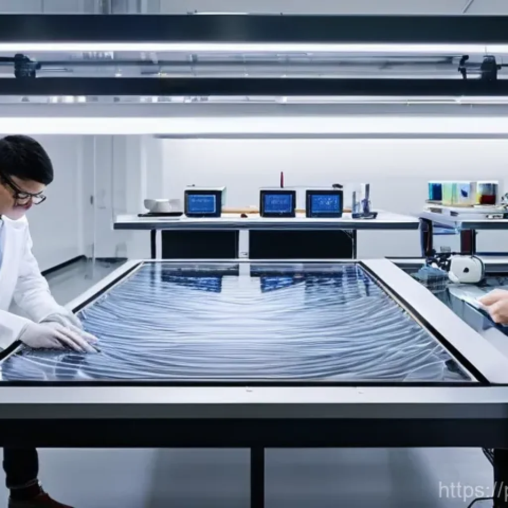 섬유기사 필기시험의 준비 방법 - **Prompt 1: "Future Textile Innovation Lab"**
    A bright, clean, and futuristic textile engineerin...