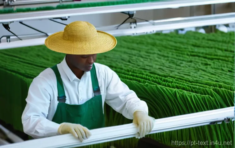 섬유기사 필기시험의 준비 방법 - **Prompt 1: "Future Textile Innovation Lab"**
    A bright, clean, and futuristic textile engineerin...