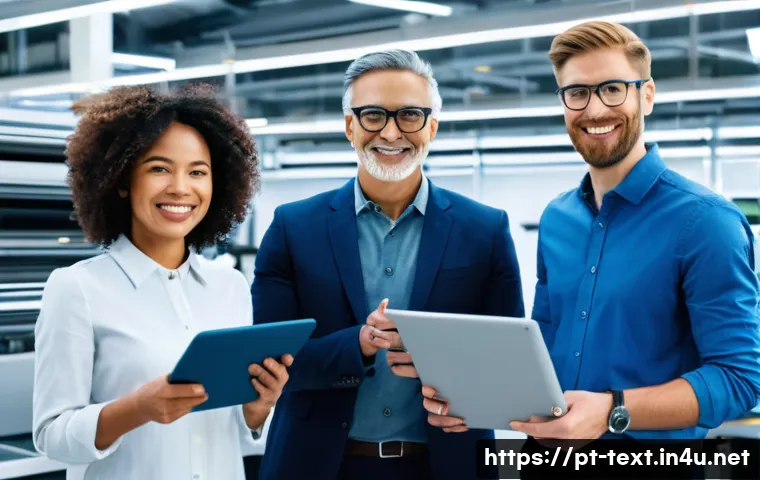 섬유기사 필기시험의 중요성 - **Prompt:** A group of diverse textile engineers and professionals, including men and women of vario...