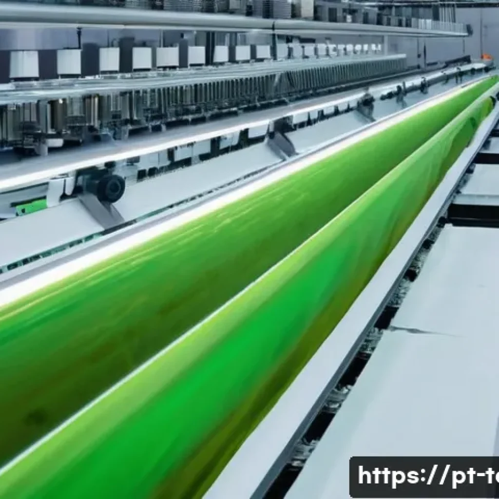 섬유기사와 섬유 소재 혁신 - A modern textile factory interior showcasing advanced sustainable manufacturing processes: automated...