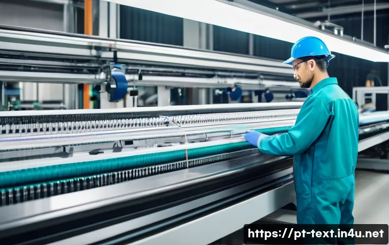 섬유기사와 자격증 취득의 실질적 효과 - A professional textile worker in a modern factory setting, wearing clean industrial workwear and saf...