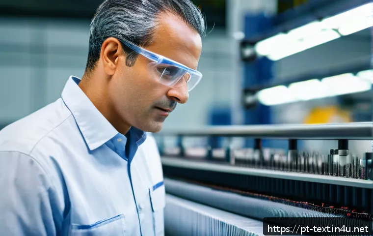 섬유기사 자격증 효용성 - A professional Brazilian textile engineer in a modern industrial setting, wearing clean, practical w...