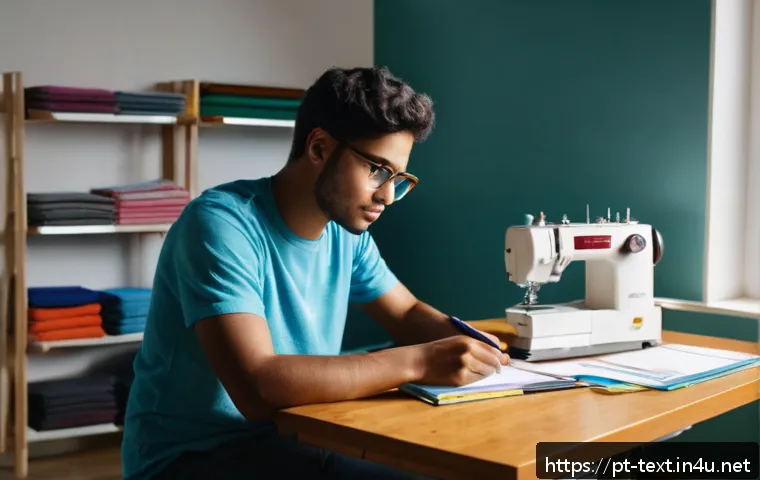 섬유기사 실기 시험 준비법 - A well-organized study environment for a textile technician exam preparation: a bright, quiet room w...