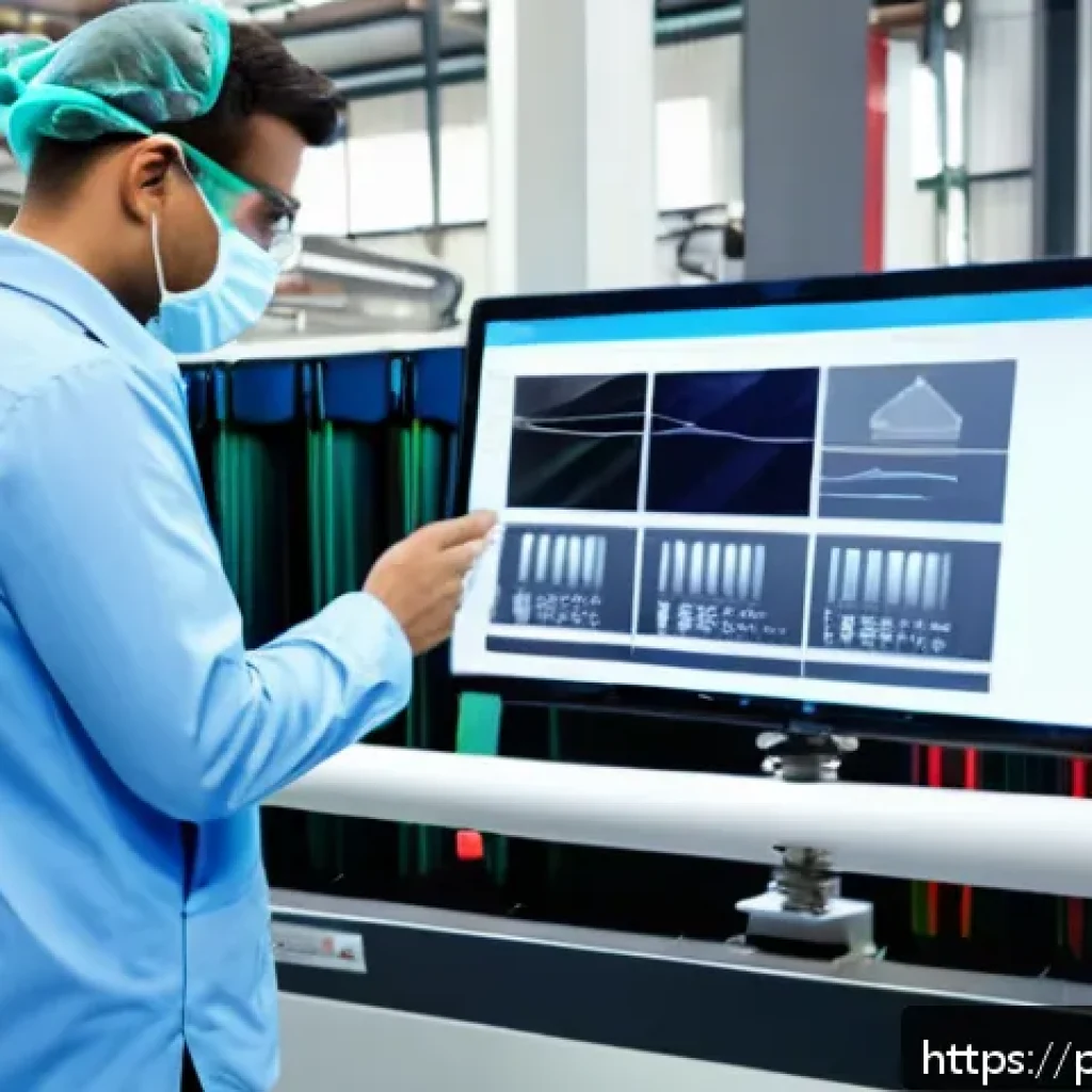 섬유기사 자격증 취득 후의 이점 - A professional textile technologist in a modern factory setting, wearing smart casual attire with sa...