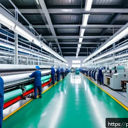 Home 32 섬유기사와 시험 준비의 중요성 - A modern textile factory interior showcasing advanced computerized weaving machines in operation, wi...