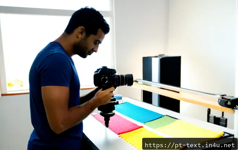 Home 17 섬유기사와 시험 관련 유튜브 채널 - Photorealistic Brazilian textile engineer filming an educational video in a bright modern textile te...