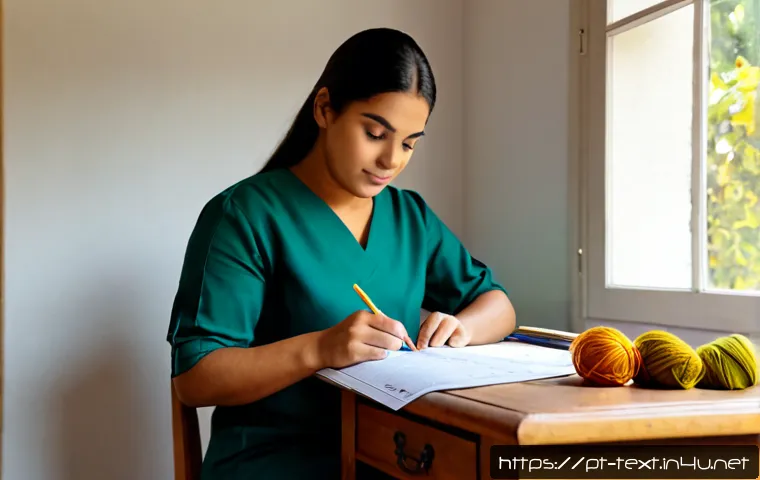Home 31 섬유기사 필기 시험 후기 - Photorealistic study scene for a textile technician written certification exam review, Portuguese-sp...