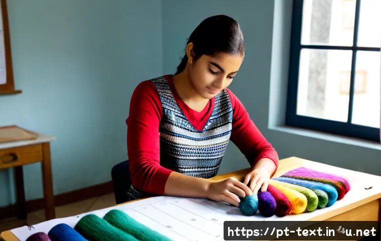 Home 30 섬유기사와 시험 출제 경향 - Photorealistic textile engineering student in a bright Brazilian technical institute study room, exa...