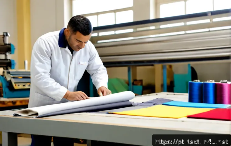 섬유기사 자격증의 실효성 - Photorealistic career assessment scene in Portugal: a confident textile engineering technician in cl...